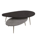 Masuta de cafea set 2 piese Monty, și metal, 116x46x46 cm, Negru-Gri