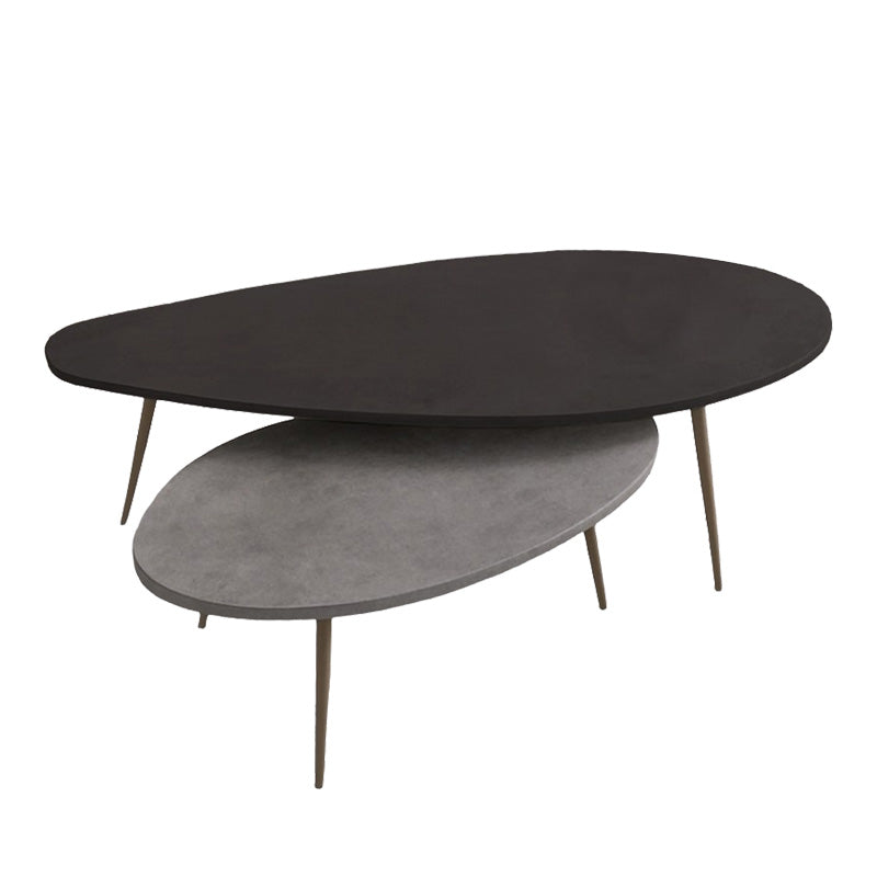 Masuta de cafea set 2 piese Monty, și metal, Negru - Gri, 116x46x46 cm