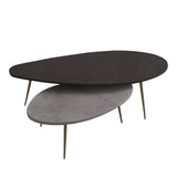 Masuta de cafea set 2 piese Monty, și metal, Negru - Gri, 116x46x46 cm