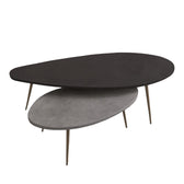 Masuta de cafea set 2 piese Monty, și metal, 116x46x46 cm, Negru-Gri