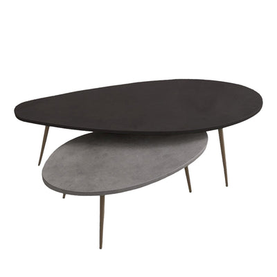 Masuta de cafea set 2 piese Monty, și metal, 116x46x46 cm, Negru-Gri