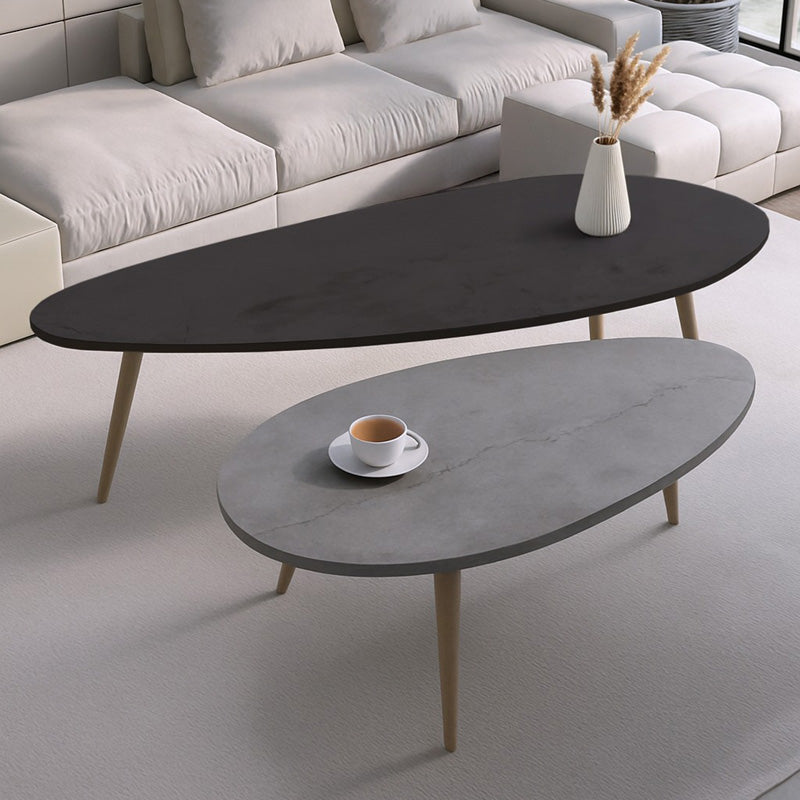 Masuta de cafea set 2 piese Monty, și metal, Negru - Gri, 116x46x46 cm