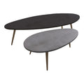Masuta de cafea set 2 piese Monty, și metal, Negru - Gri, 116x46x46 cm, detaliu produs