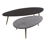 Masuta de cafea set 2 piese Monty, și metal, Negru - Gri, 116x46x46 cm