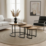 Masuta de cafea set 3 piese Frina, lemn masiv de mango, Naturala, 70x70x45 cm