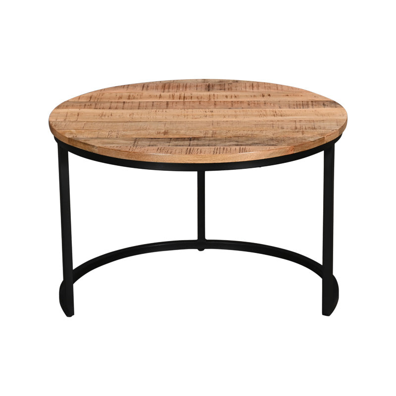 Masuta de cafea set 3 piese Frina, lemn masiv de mango, Naturala, 70x70x45 cm