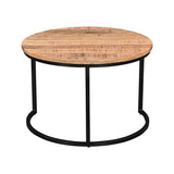 Masuta de cafea set 3 piese Frina, lemn masiv de mango, Naturala, 70x70x45 cm