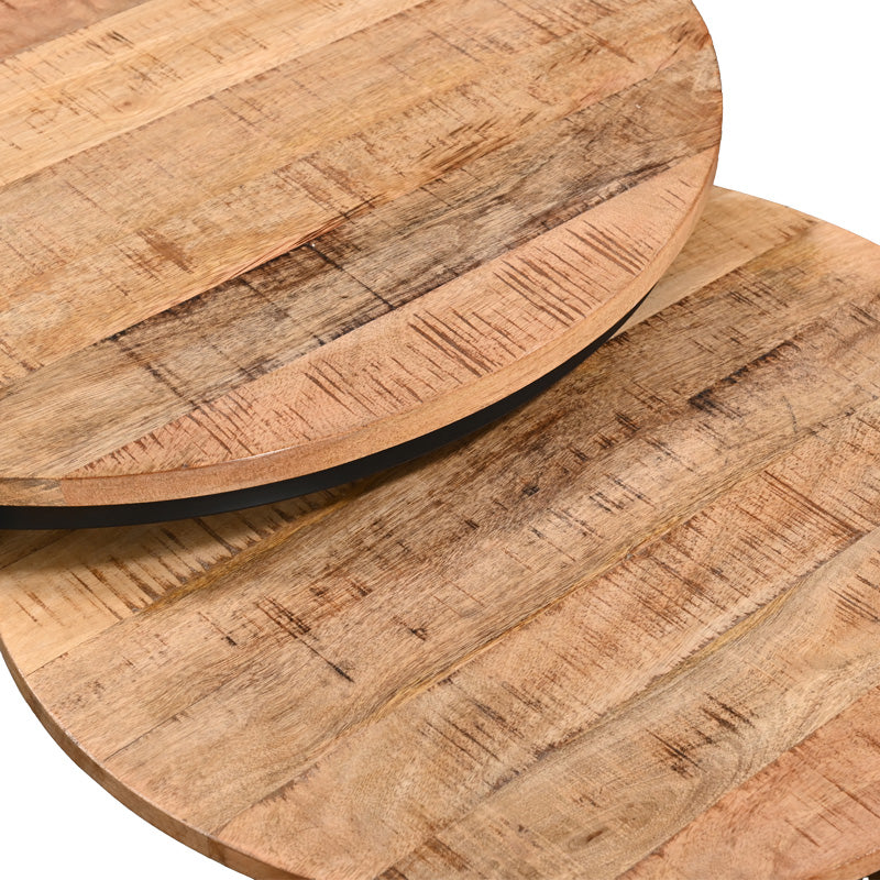 Masuta de cafea set 3 piese Frina, lemn masiv de mango, Naturala, 70x70x45 cm