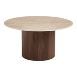 Masuta de cafea Sikulu, Aspect travertin, D80x40 cm - Nuc