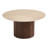 Masuta de cafea Sikulu, Aspect travertin, D80x40 cm - Nuc