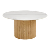 Masuta de cafea Sikulu, Aspect travertin, D80x40 cm - Stejar