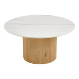 Masuta de cafea Sikulu, Aspect travertin, D80x40 cm - Stejar