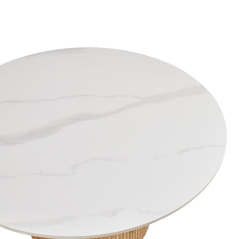 Masuta de cafea Sikulu, Aspect travertin, D80x40 cm - Stejar