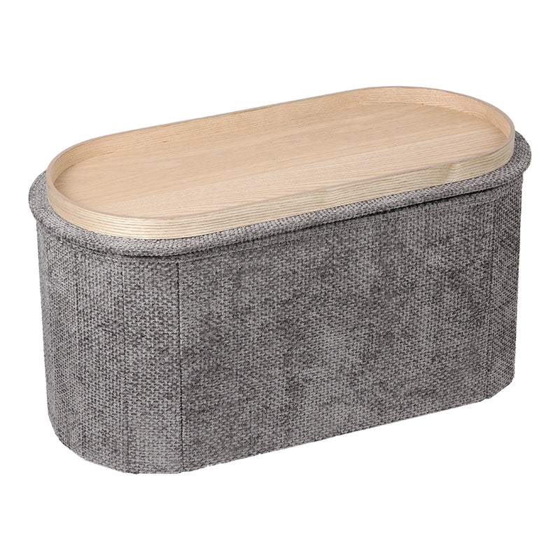 Masuta de cafea Stool-trunk Trebia, Stofa, 76x38x38 cm - Gri