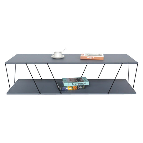 Masuta de cafea Tars, gri-negru, 120x48x30 cm