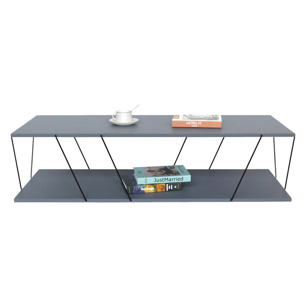 Masuta de cafea Tars, gri-negru, 120x48x30 cm