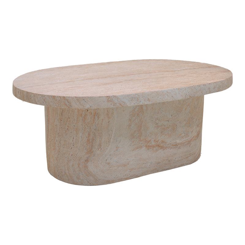Masuta de cafea Vooge, Aspect travertin, Travertin, 100x64x39 cm
