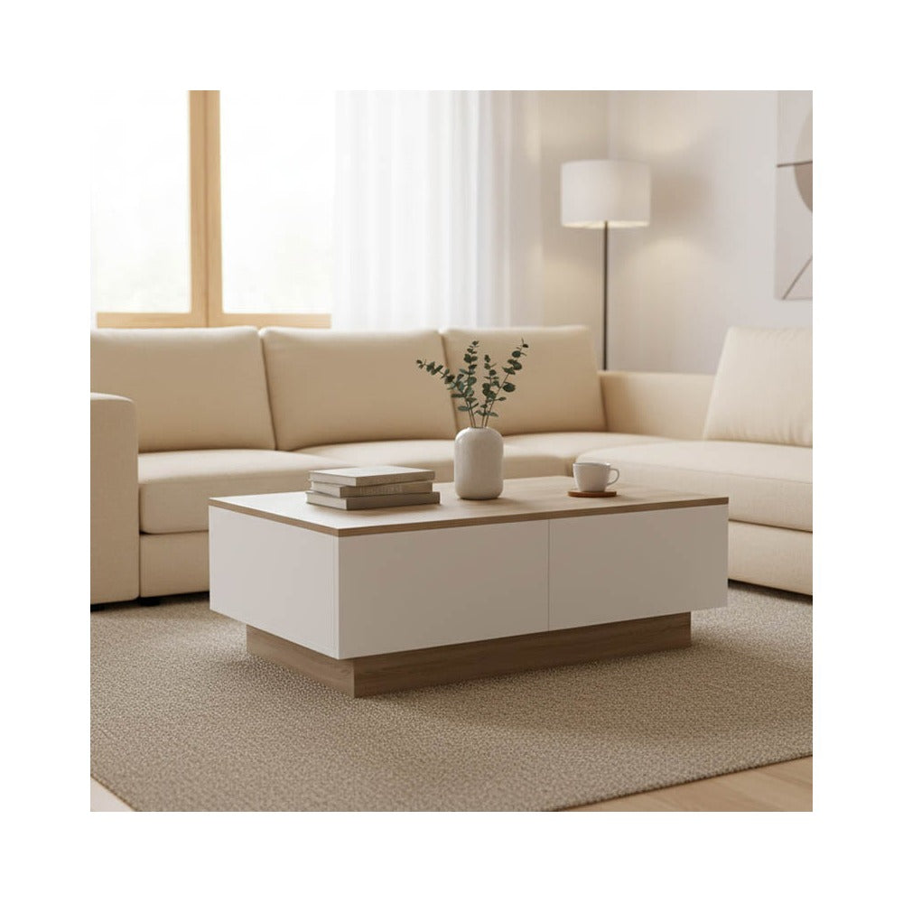 Masuta de cafea Winey, Stil Sonona-Alb, Lemn, 90x60x31 cm