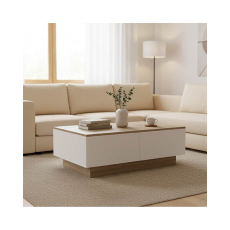 Masuta de cafea Winey, Stil Sonona-Alb, Lemn, 90x60x31 cm