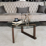 Masuta de cafea Yuvarlak Cam Orta Sehpa S300, Nuc, 80x41x80 cm