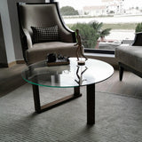 Masuta de cafea Yuvarlak Cam Orta Sehpa S300, Nuc, 80x41x80 cm