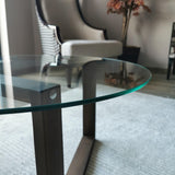 Masuta de cafea Yuvarlak Cam Orta Sehpa S300, Nuc, 80x41x80 cm