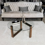 Masuta de cafea Yuvarlak Cam Orta Sehpa S300, Nuc, 80x41x80 cm