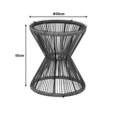 Măsuță de sticlă cu rattan, Mabil, Sticlă și Rattan, Gri, 50x55 cm, perspectiva suplimentara