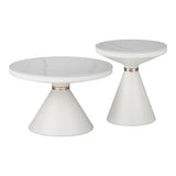 Masuta laterala Coozlin marmura alba cu metal, alb-auriu, 70x70x40 cm