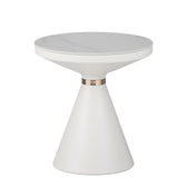 Masuta laterala Coozlin marmura alba cu metal, alb-auriu, 70x70x40 cm, imagine suplimentara
