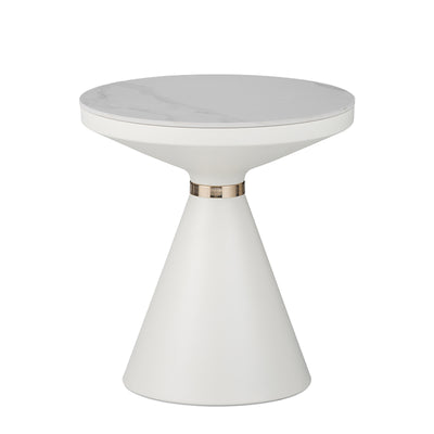 Masuta laterala Coozlin marmura alba cu metal, alb-auriu, 70x70x40 cm, imagine suplimentara