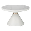 Masuta laterala Coozlin marmura alba cu metal, alb-auriu, 70x70x40 cm, foto produs