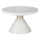 Masuta laterala Coozlin marmura alba cu metal, alb-auriu, 70x70x40 cm