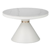 Masuta laterala Coozlin marmura alba cu metal, alb-auriu, 70x70x40 cm, foto produs