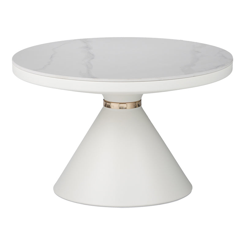 Masuta laterala Coozlin marmura alba cu metal, alb-auriu, 70x70x40 cm, foto produs