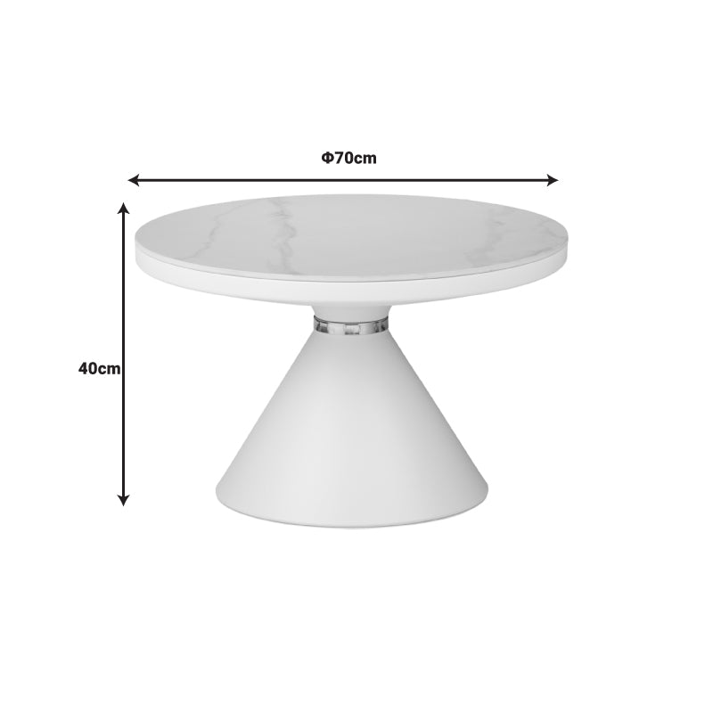 Masuta laterala Coozlin marmura alba cu metal, alb-auriu, 70x70x40 cm, foto produs 9