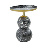 Masuta laterala Dearest marmura metal, negru-auriu, D41x57 cm