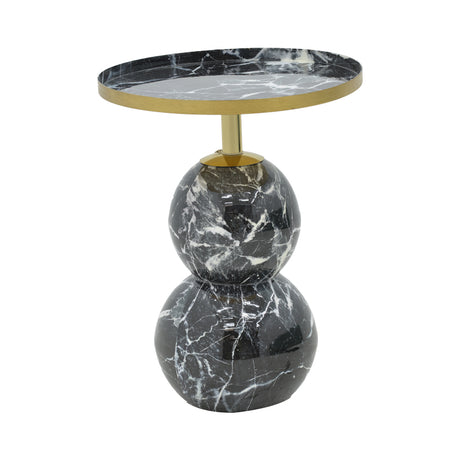 Masuta laterala Dearest marmura metal, negru-auriu, D41x57 cm