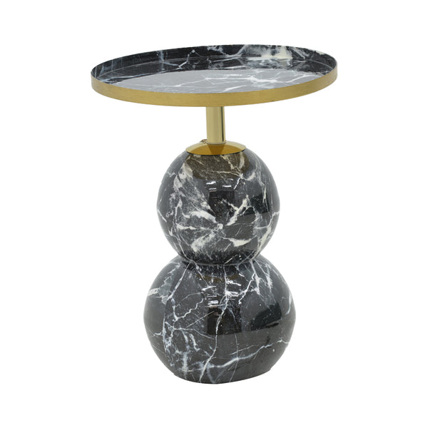 Masuta laterala Dearest marmura metal, negru-auriu, D41x57 cm