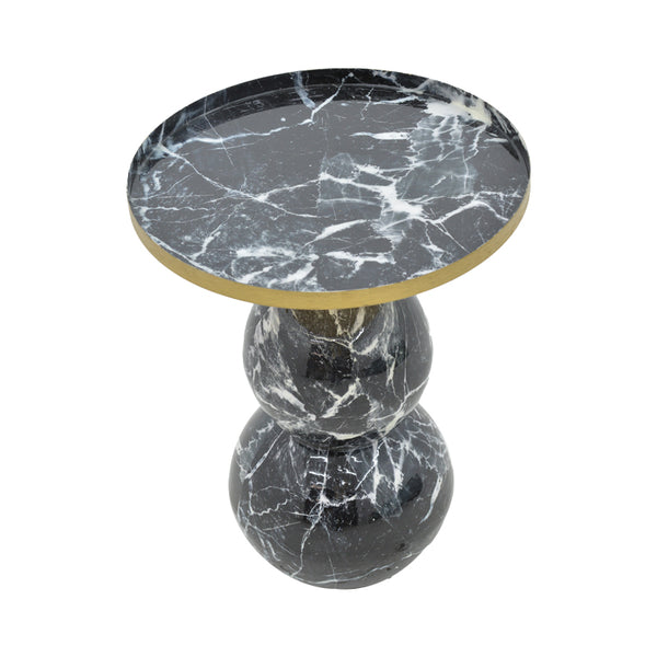 Masuta laterala Dearest marmura metal, negru-auriu, D41x57 cm