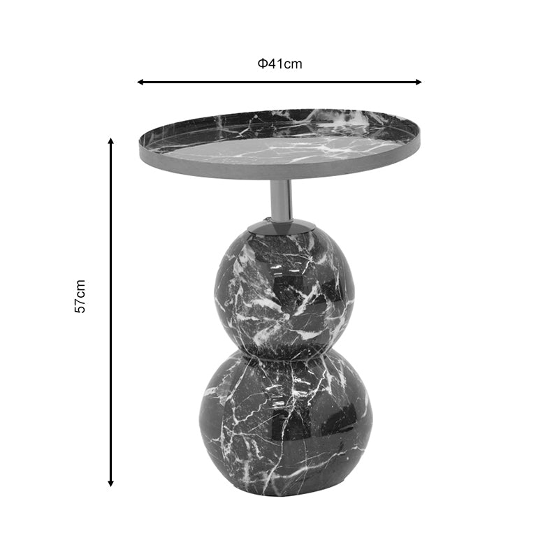 Masuta laterala Dearest marmura metal, negru-auriu, D41x57 cm, perspectiva suplimentara