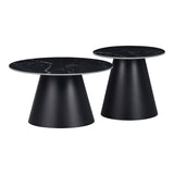 Masuta laterala Fabrin marmura neagra piatra sinterizata-metal, negru, 50x50x46 cm