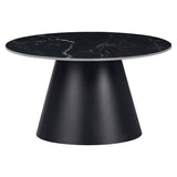 Masuta laterala Fabrin marmura neagra piatra sinterizata-metal, negru, 50x50x46 cm
