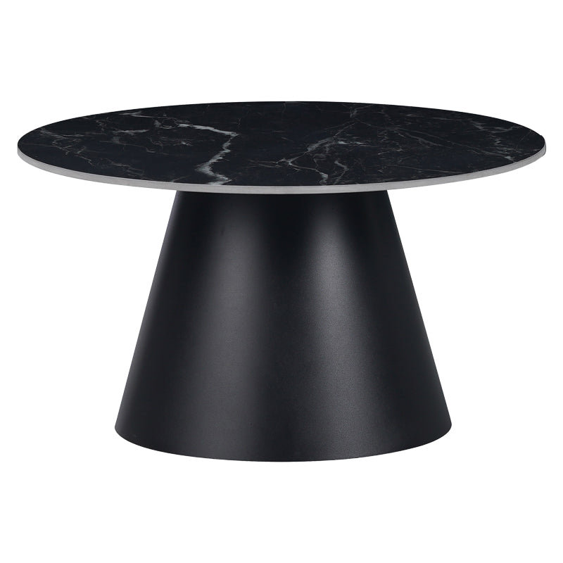 Masuta laterala Fabrin marmura neagra piatra sinterizata-metal, negru, 50x50x46 cm, imagine suplimentara
