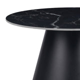 Masuta laterala Fabrin marmura neagra piatra sinterizata-metal, negru, 50x50x46 cm