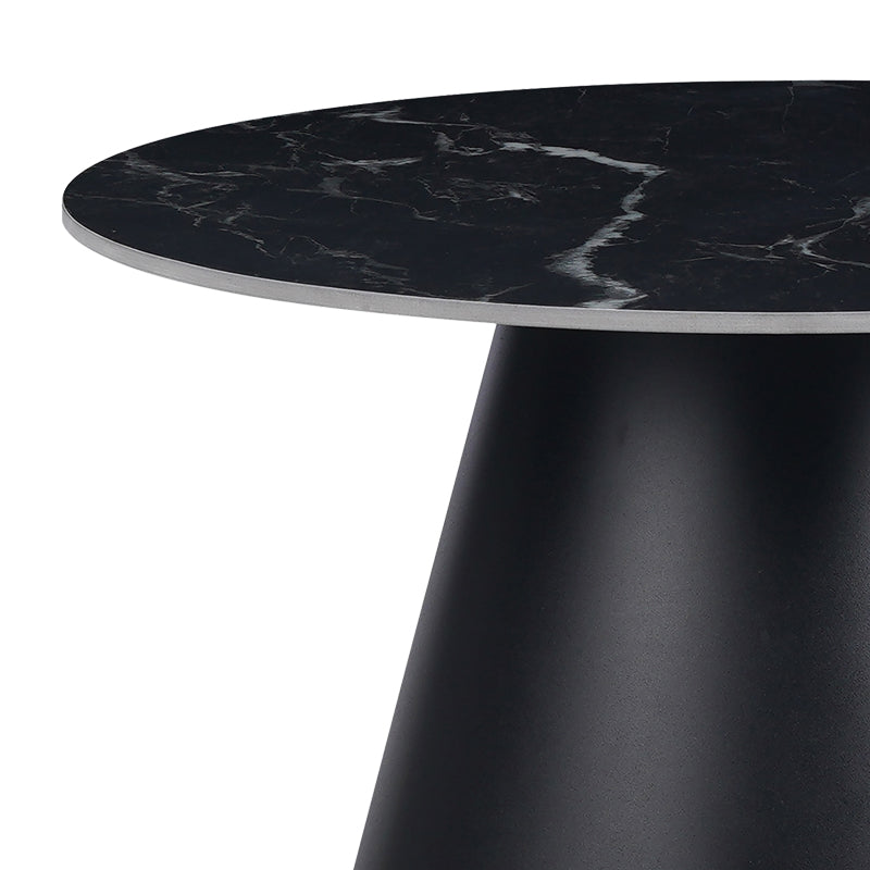 Masuta laterala Fabrin marmura neagra piatra sinterizata-metal, negru, 50x50x46 cm, detaliu produs