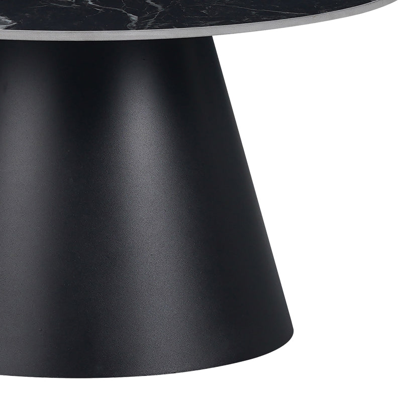 Masuta laterala Fabrin marmura neagra piatra sinterizata-metal, negru, 50x50x46 cm, perspectiva suplimentara