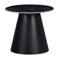 Masuta laterala Fabrin marmura neagra piatra sinterizata-metal, negru, 50x50x46 cm, foto produs