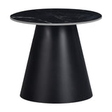 Masuta laterala Fabrin marmura neagra piatra sinterizata-metal, negru, 50x50x46 cm