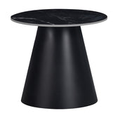 Masuta laterala Fabrin marmura neagra piatra sinterizata-metal, negru, 50x50x46 cm, foto produs